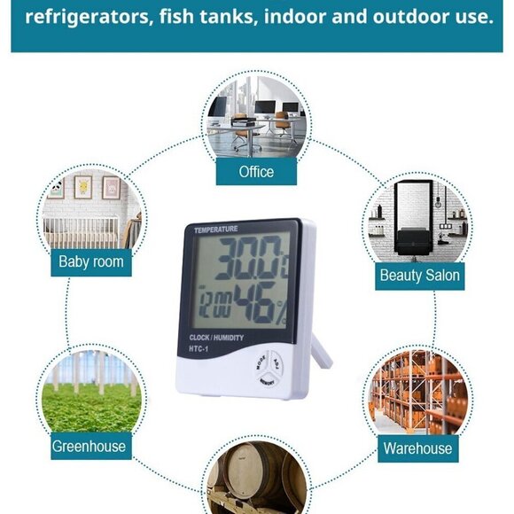 🌷NEW Digital Hygrometer Thermometer Humidity Temperature Weather Station Clock - Picture 10 of 16